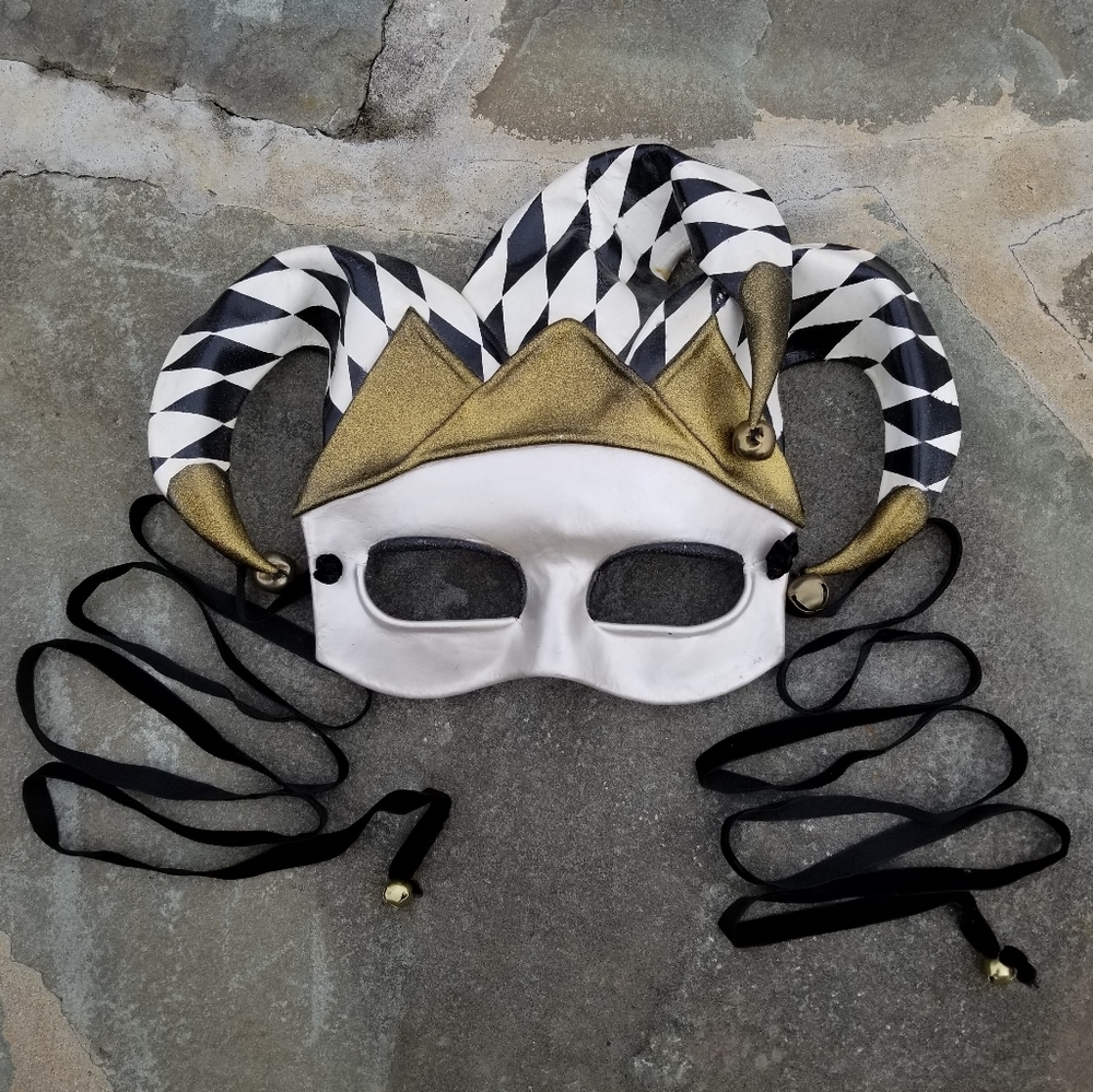 Leather Jester Mask Mardi Gras Halloween or Art